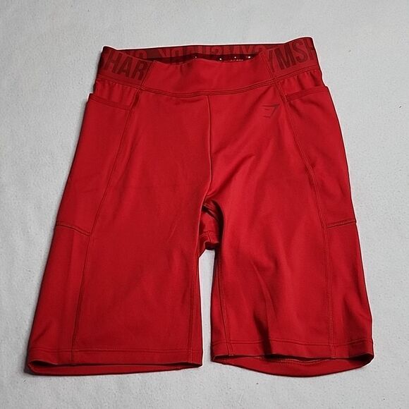 1952 NWT Gymshark TRAINING   BRANDMARK CYCLING SHORTS Salsa Red Size Small - Picture 1 of 8